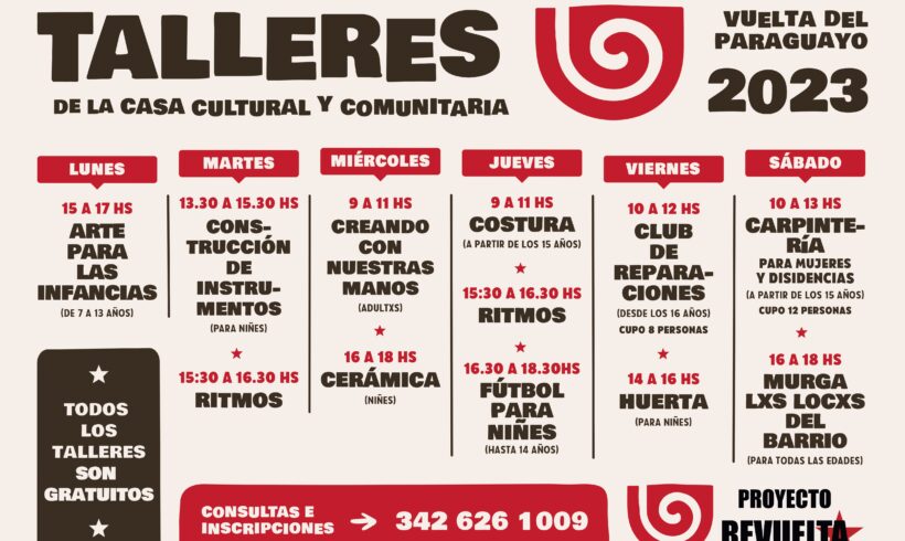 ¡Arrancan los talleres en la CASA CULTURAL y COMUNITARIA!